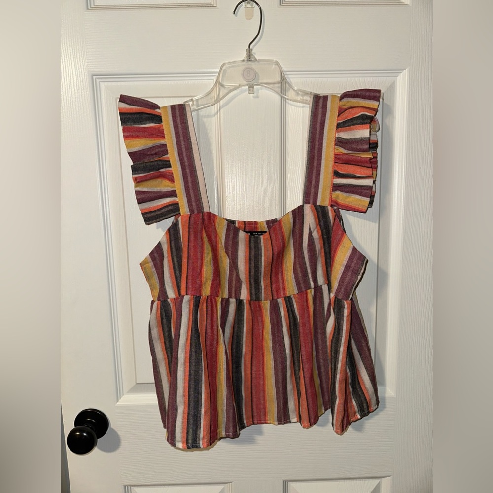 Multicolored Striped SHEIN Ruffled Top